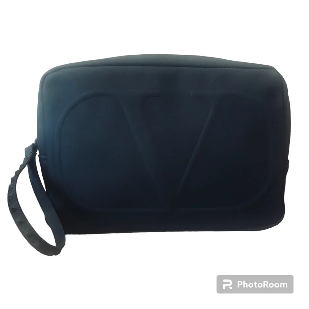 Valentino Garavani Black Clutch Bag Zip Case Cosmetic Case